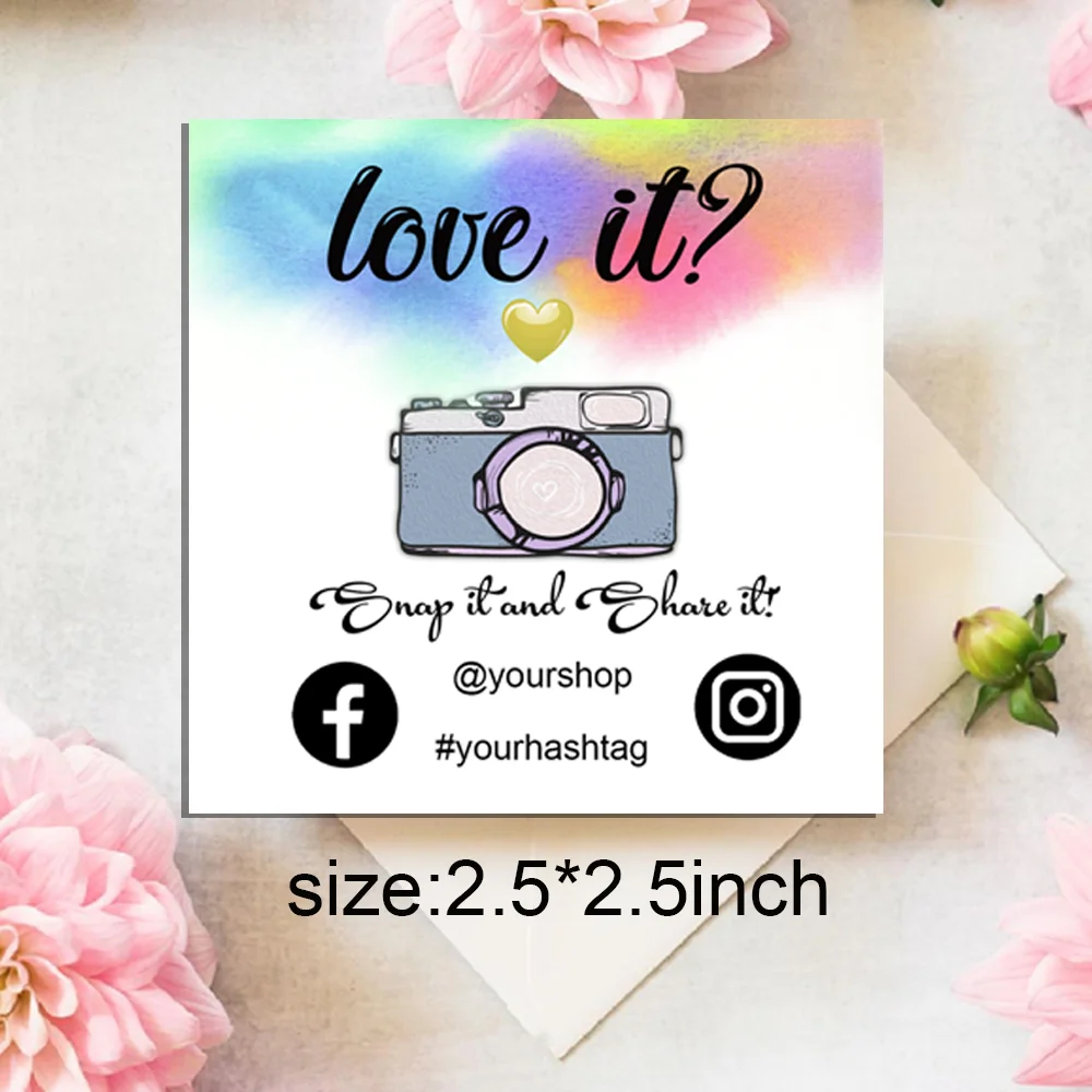 RAINBOW-Snap and Share Social Media Cards, Colorful Small Business Packaging Insert Card, Business Promotion DIY Card