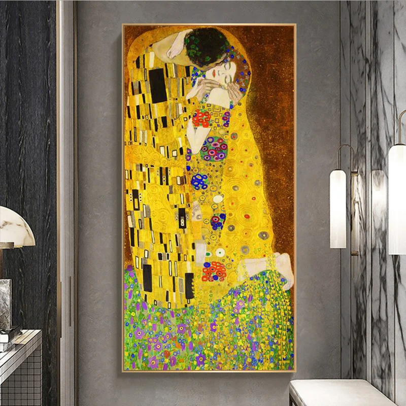 Gustav Klimt The Kiss Classical Oil Paintings Print on Canvas Art Posters And Prints Klimt Famous Art Canvas Pictures Home Decor