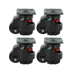 4Pcs Heavy Duty Leveling Casters 360 Degree Swivel Retractable Caster Wheel with Rubber Foot for Furniture Equipment Workbench