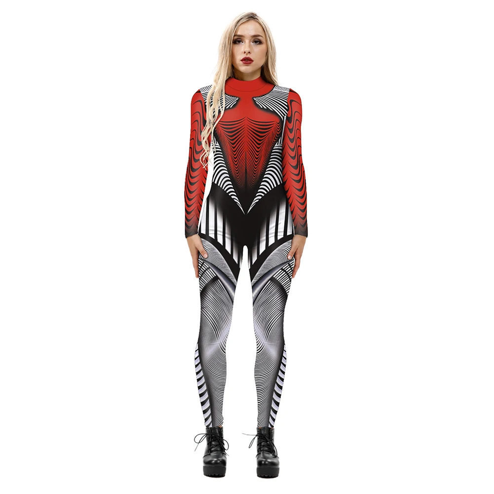 2024 jumpsuit women Long Sleeve Leopard Digital Print Bodysuit Cosplay Party Costume jump suits buzos mujer