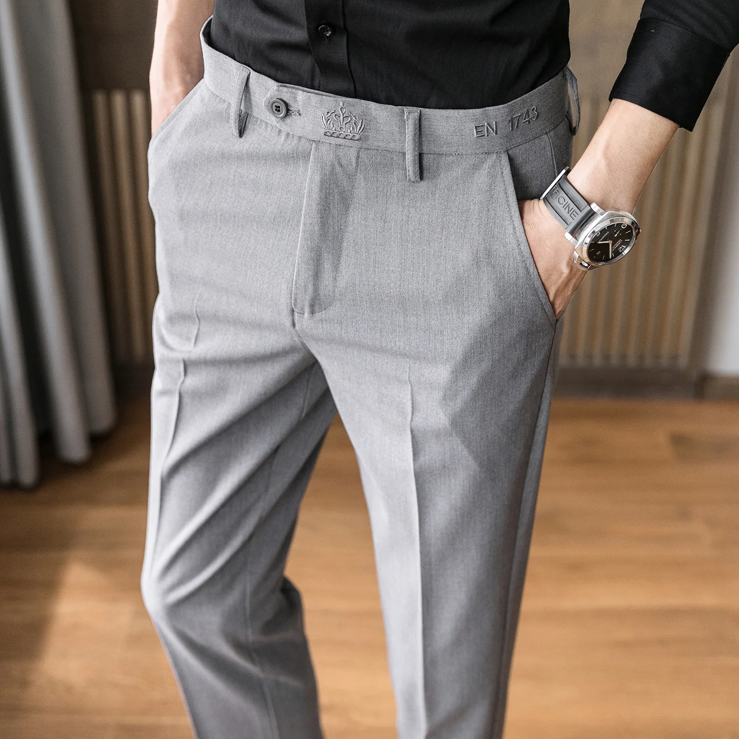 Korea Style Formal Pants For Men Slim British Business Office Dress Trousers Men Drop Ship Suit Pants Solid