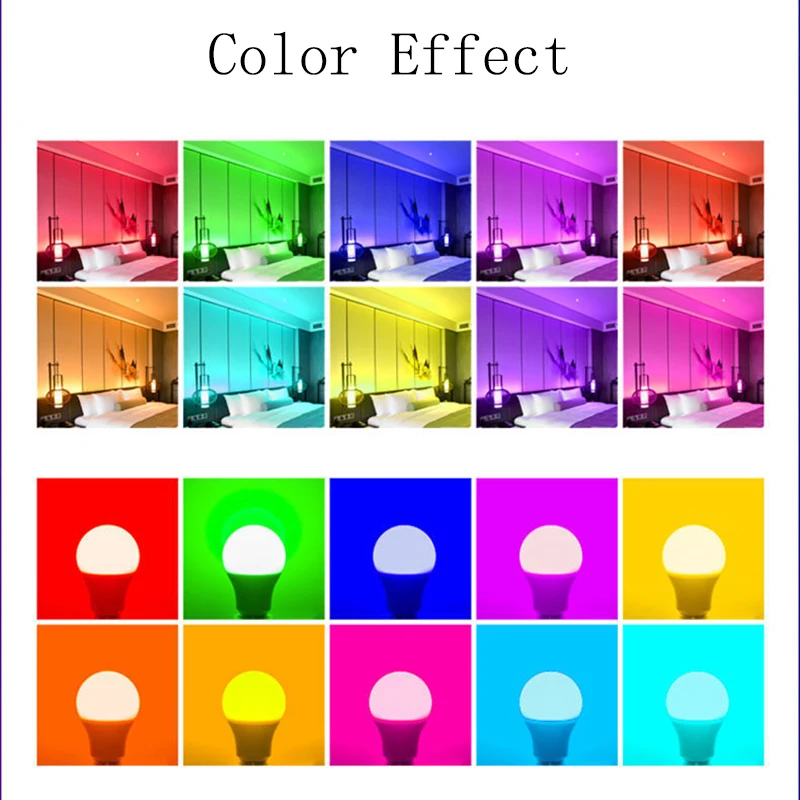 LED RGB Light Bulb E27 80-265V 10W 15W or 20W with IR Remote Control 16 Colors 2835 SMD Dimmable Smart Home Lighting Fixtures