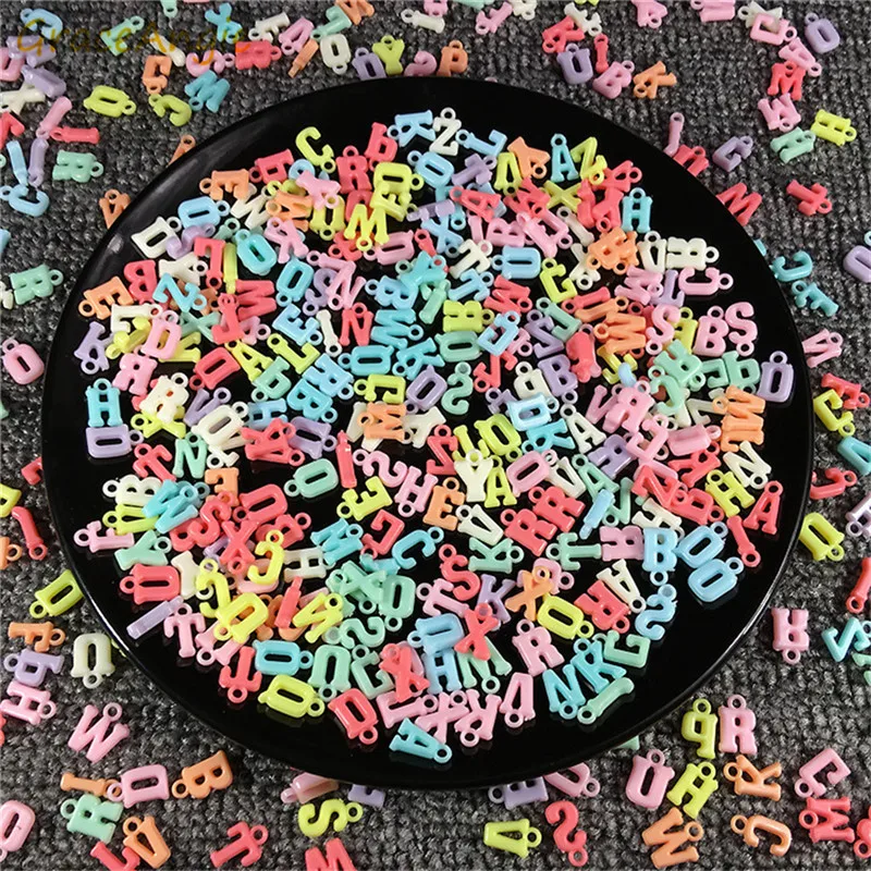 200pcs/bag random mixed plastic jewelry accessories acrylic letter loose beads hanging hole diy beaded necklace Alphabet charma