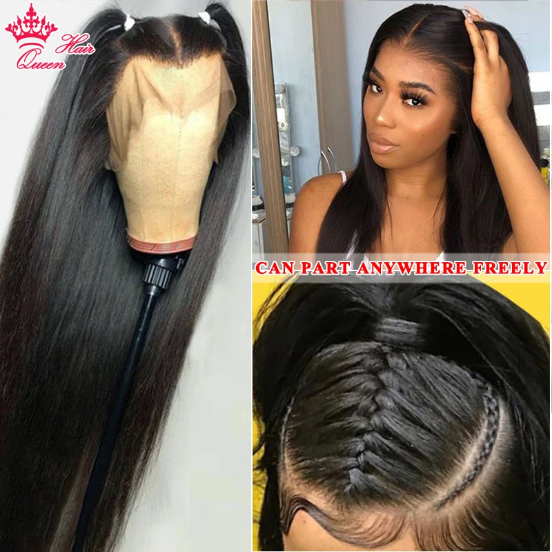 Queen Hair Full Lace Wig Unprocessed Raw Human Hair Straight Comfortable and Breathable High Ponytail Available Natural Look