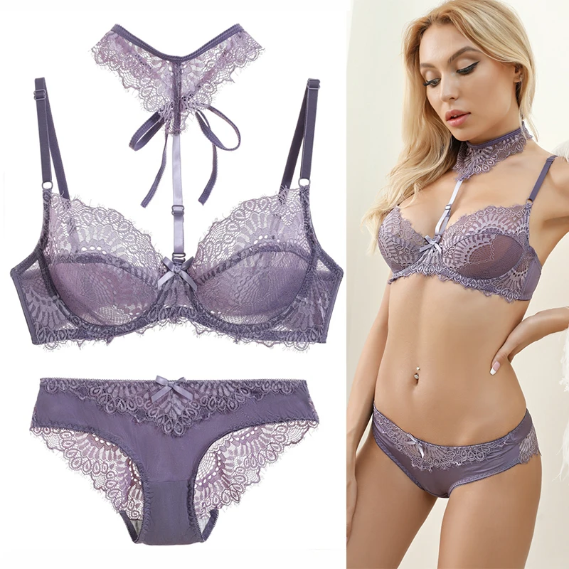 Ensembles de soutien-gorge brodé pour femmes, sous-vêtements push-up en dentelle, lingerie grande taille, bonnet BCDE, nouveau, 2021, 34/75, 36/80,