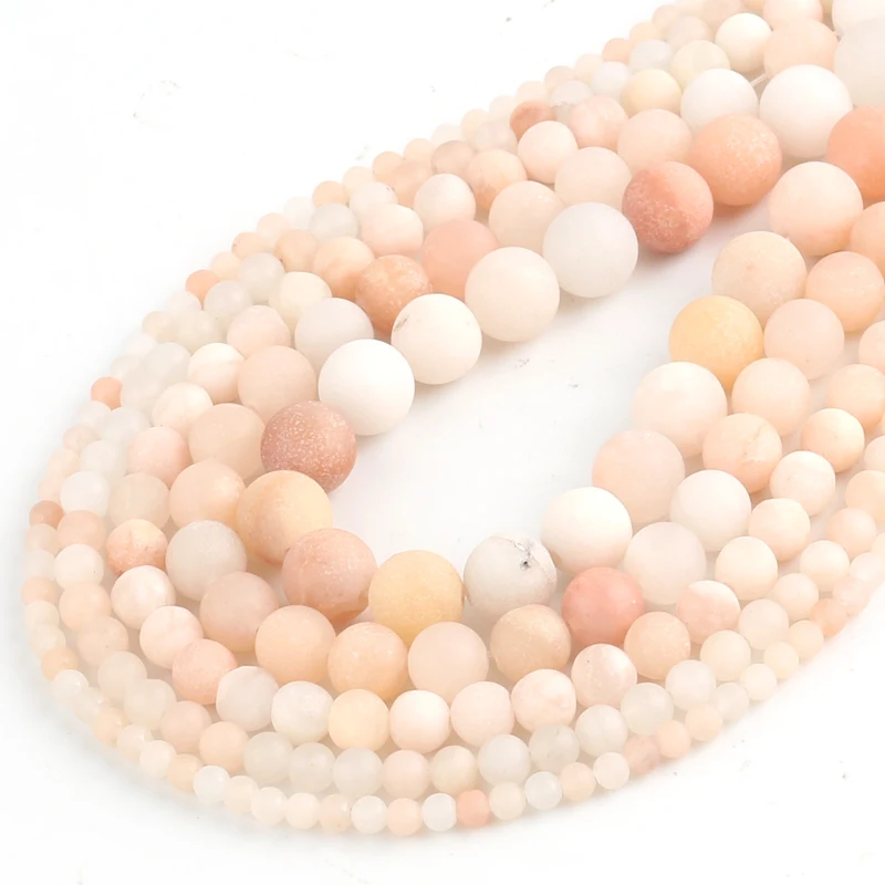 Wholesale Natural Stone Pink Aventurine Frosted Beads Matte Round Loose Beads For Jewelry Making Fit DIY Bracelet 4 6 8 10 12MM