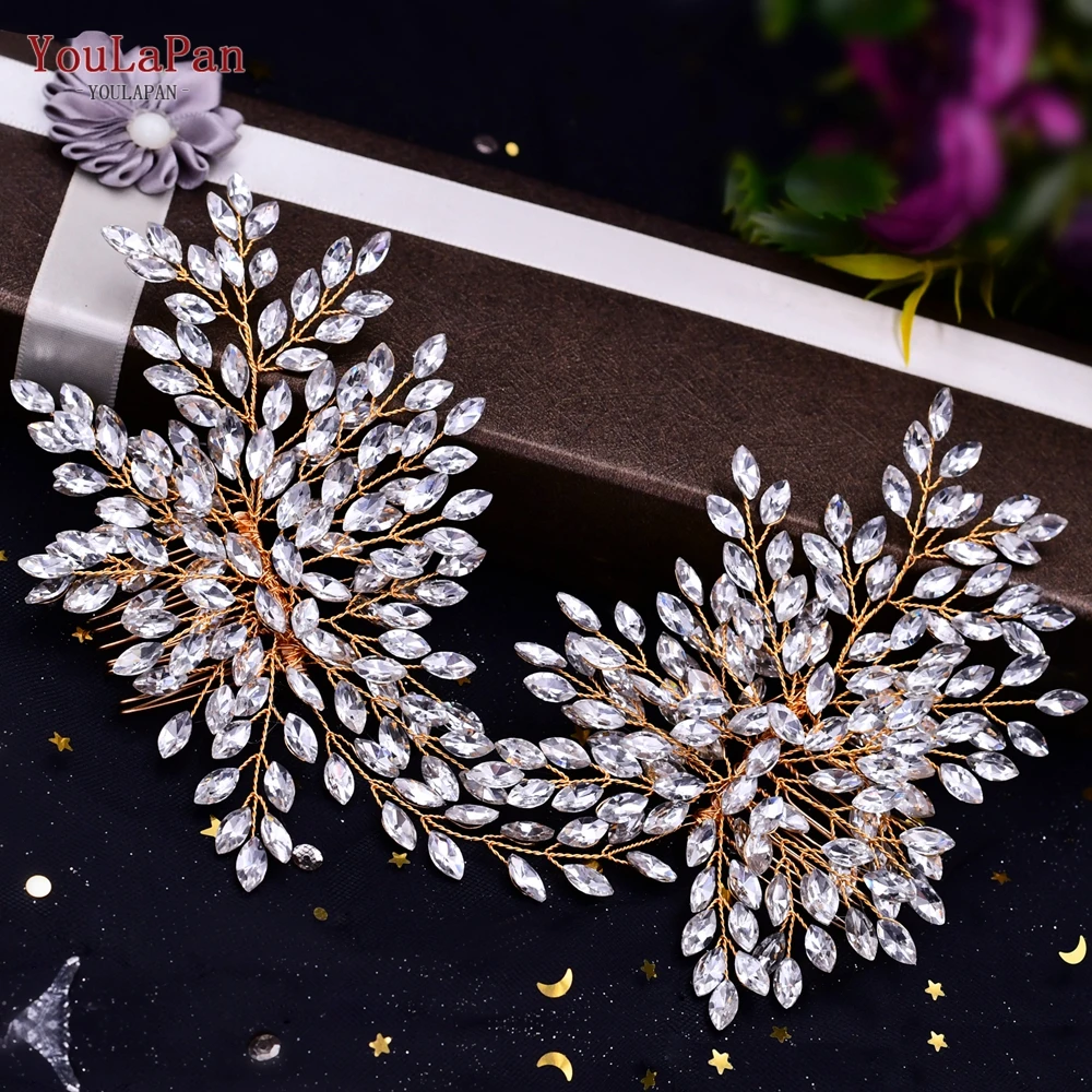 YouLaPan HP392เจ้าสาวผมหวี Handmade ผู้หญิง Tiara Rhinestone Headwear เครื่องประดับผมแต่งงานเจ้าสาว Headpiece