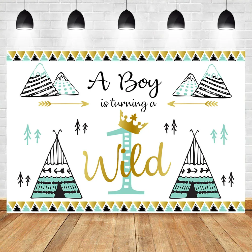 

Mocsicka Wild One 1st Birthday Party Decoration Banner Backdrops Bohemian Boho Themed Party Tribal Teepee Photography Background