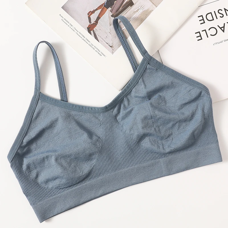 Damen Drahtloser BH Sport-Tube-Top Geripptes Gerafftes Camisole-Bralette Mit/Ohne Polster Unterwäsche Sexy Dessous M-L Intimates