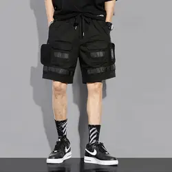 Men's Cargo Shorts Velcro Multi Bag Summer Techwear Harajuku Ins Streetwear Shorts Man Joggers Fashion Hip Hop Pants Baggy Capri