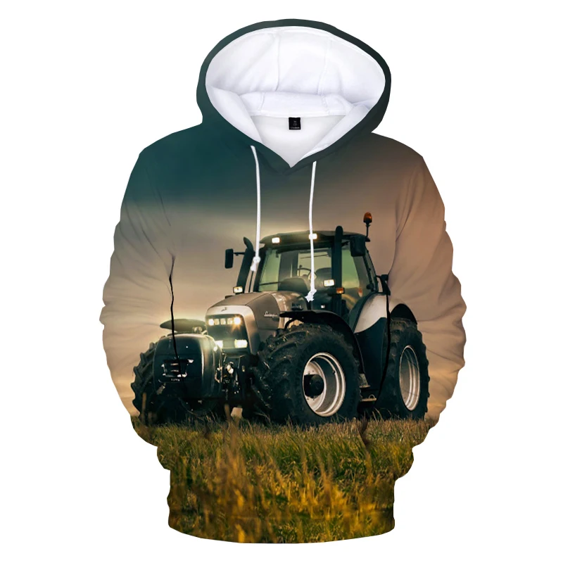 

2021 3D Print Tractor Pattern Car Hoodies Harajuku Streetwear Funny Hooded Sweatshirts Men Women Fashion Casual Pullover Clothes