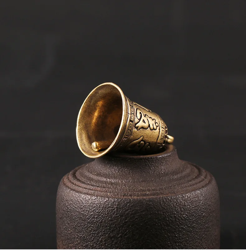 Handmade Brass mantra bell Pendant craft DIY ornament Miniature Fitting Keychain Pendant Accessories m090