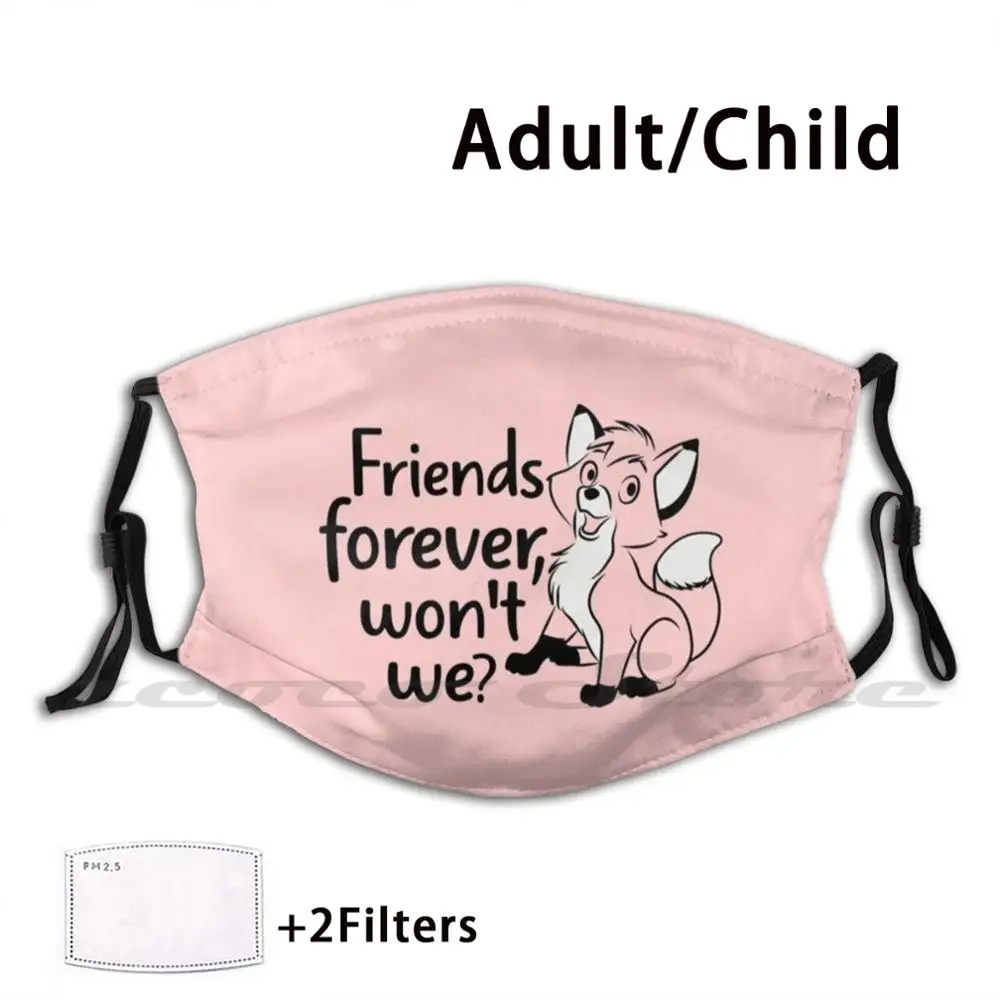 Friends Forever Won't We Washable Trending Customized Pm2.5 Filter Mask Fox And The Hound Dog Lover Copper Patterns Quarantine