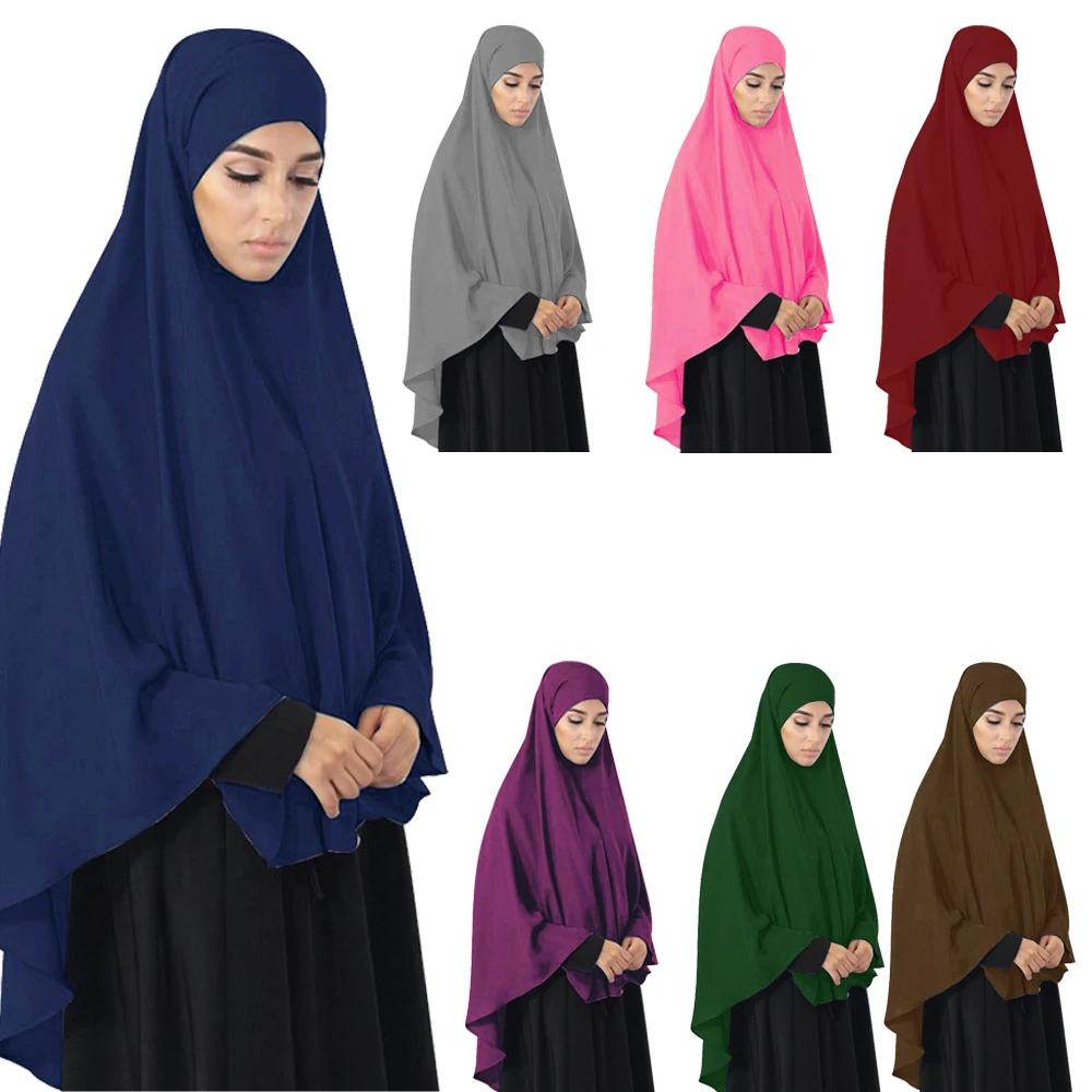 One Piece Amira Large Hijab Muslim Women Overhead Khimar Prayer Dress Abaya Islamic Clothing Middle East Robe Eid Ramadan Niqab