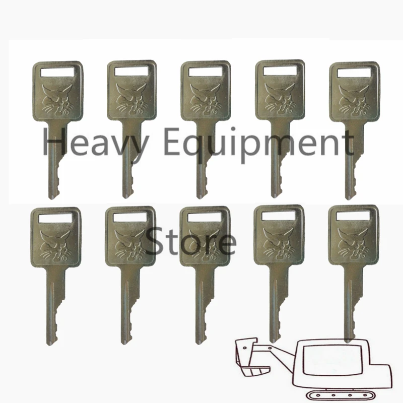 (10 key) For Bobcat Skid Steer Pre-Cut D250 Ignition Keys Case Farmall & More 6693241