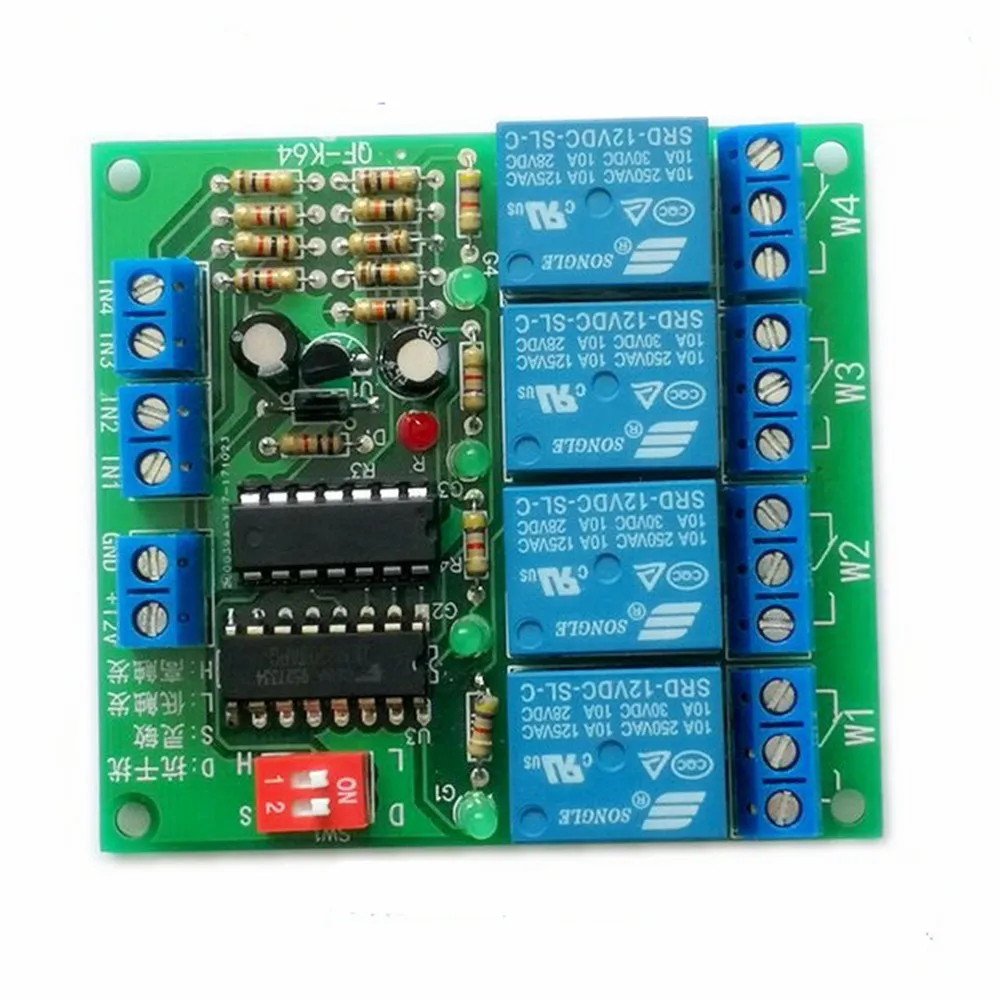 

Taidacent High Low Level Trigger Dry Contact 4ch Inching RC Electronic Switch Bistable Latching 12v 4 Channel Relay Board