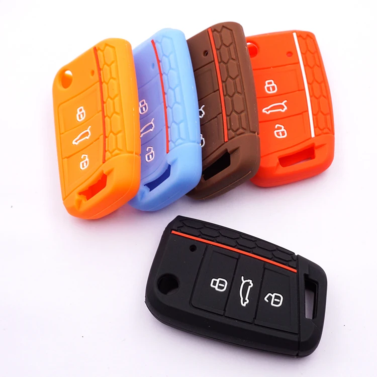 

Cocolockey silicone key cover case for vw golf 7 mk7 for skoda for seat smart keyless 3 button remote key protection car styling