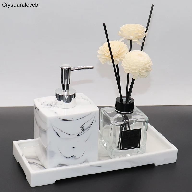 Imitation Marble Luxury Resin Bathroom Accessories Set Cotton Swab Box Storage Tray Toothpick Box Pumping Paper Box Toothbrush