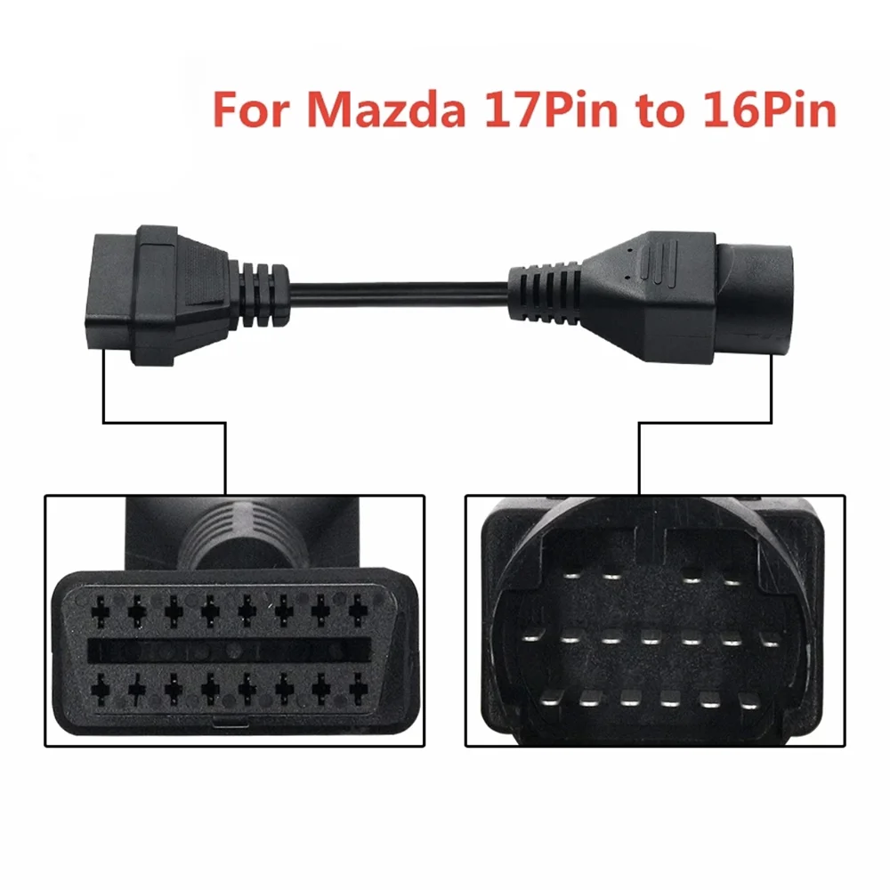 Car Adapter for Mazda 17-pin to OBD2, OBD2 adapter cable, OBD2 diagnostic adapter, pin connector