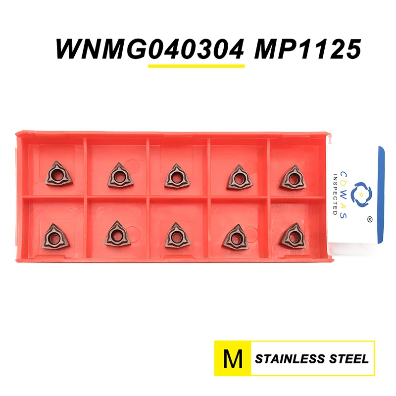 10PCS WNMG040304 MP1125 High Quality External Turning Tool High Quality Carbide Inserts Lathe Cutter Tools For Stainless Steel