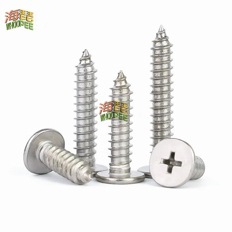 10/50pcs CM M2.6 M3 M3.5 M4 M5 M6 A2 304 Stainless Steel Cross Phillips Super Ultra Thin Flat Wafer Head Self-tapping Wood Screw