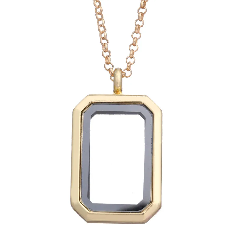 1Pc Hip Hop Openable Rectangle Memorial Ashes Locket Pendant Necklaces Glass Reliquary Picture Box Relicario Men Collier Jewelry