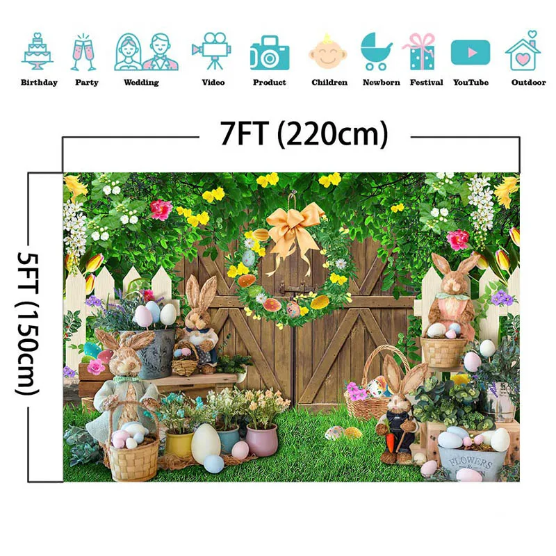봄 부활절 사진 배경 녹색 식물 초원 계란 토끼 장식 토끼 아이 생일 초상화 사진 배경 스튜디오