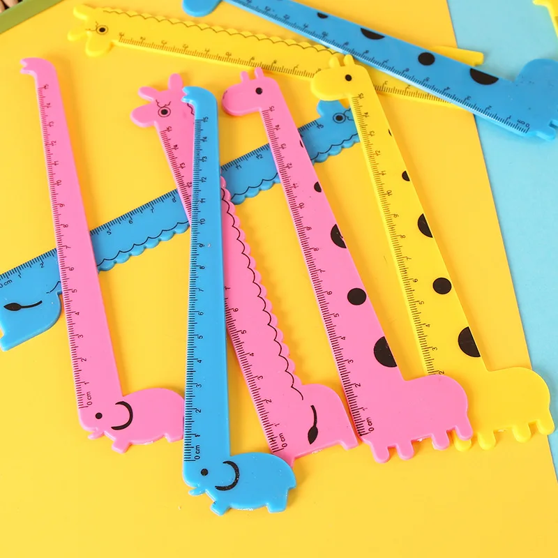 50Pcs Cute Giraffe Cartoon Ruler Plastic Animal Straight Rulers Student School Supplies Stationery