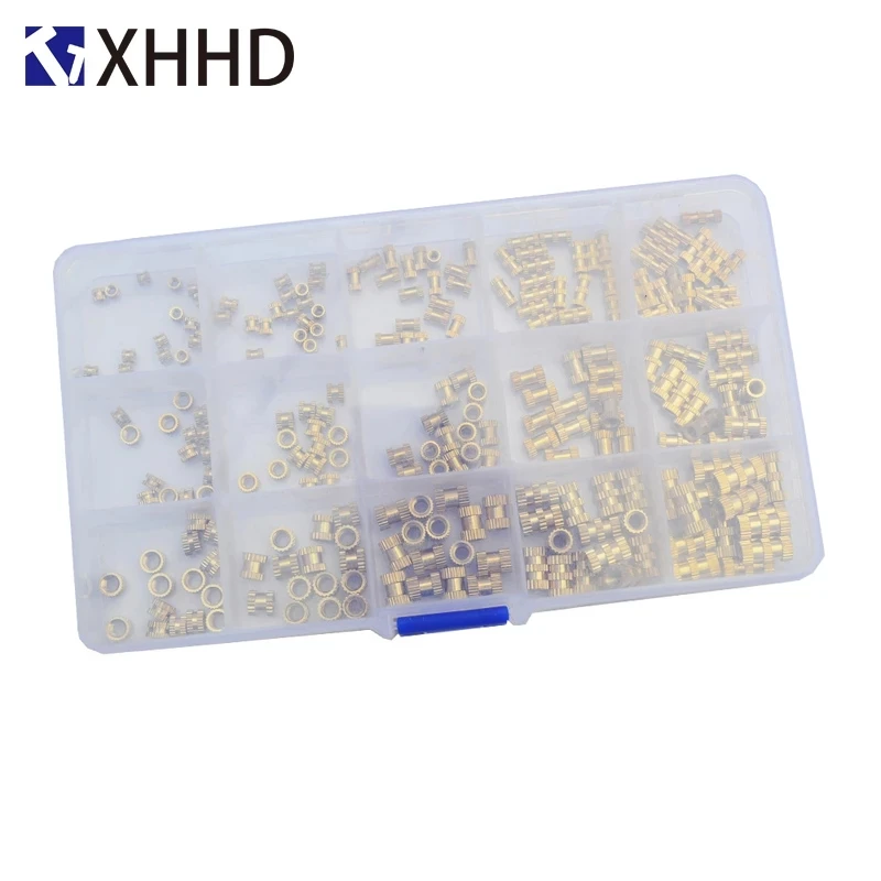 250PCS Sert Double Pass Copper Knurl Nut Brass Insert Thread Metal Lock Nuts Embedded Fastener Assortment Kit Set Box M2 M3 M4