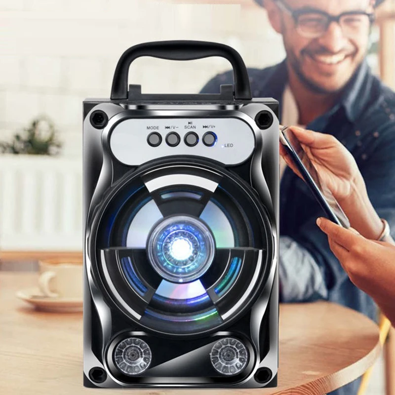 Portable Karaoke Speaker Wireless Bluetooth Speaker System Bass Subwoofer Microphone Support Hands-Free/USB/TF Card/AUX/FM