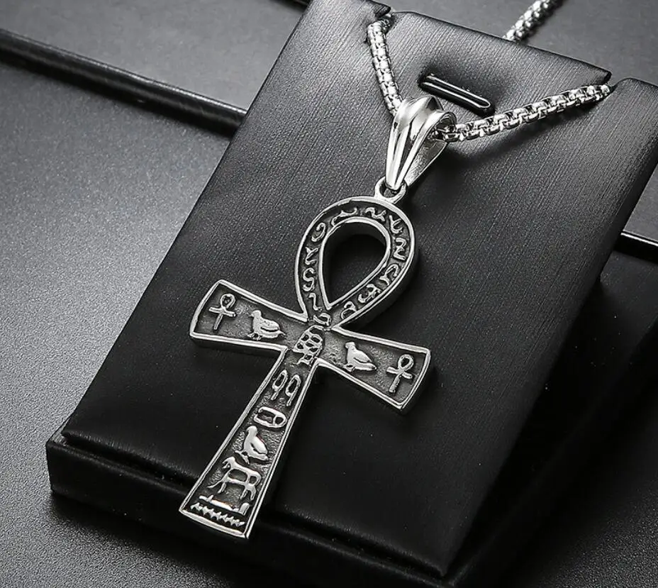 Fashion Personalized Clothing Accessories Trendy Rock Hip Hop Ancient Egyptian Hieroglyph Cross Men's Pendant