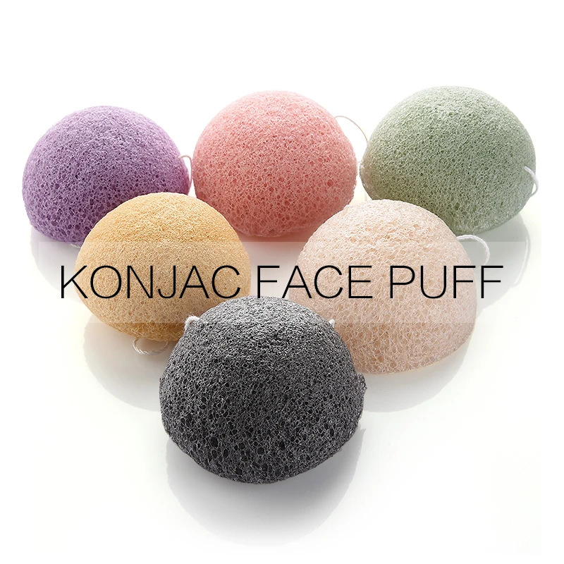 3 Colors Round Shape Konjac Sponge Cosmetic Puff Face Cleaning Sponge Natural Konjac Puff Facial Cleanser Tool Wash Flutter