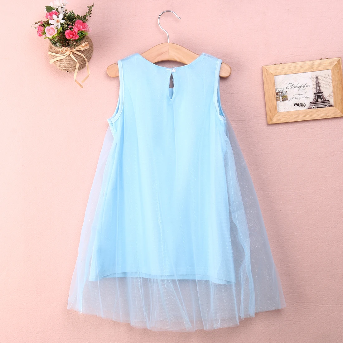 Vestido de princesa infantil, vestido de fadas para meninas, vestido de tule sem mangas com pérolas, vestido de festa casual e de verão, vestido de tule com contas