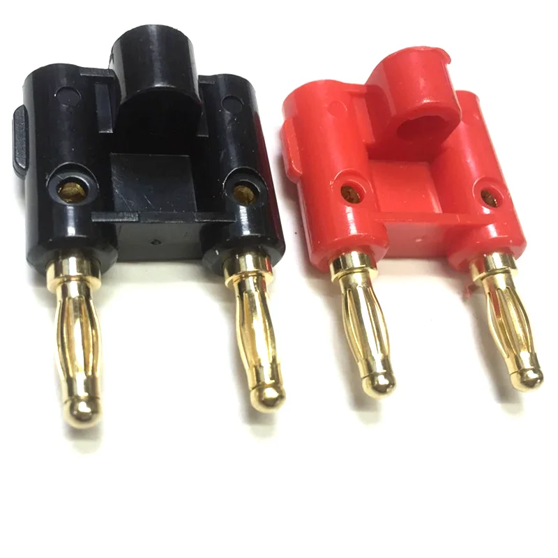 2Pcs Plated Gold Double Row 4mm Banana Plug Connector 4mm Speaker Plug Adapter Two-position Audio Lantern Plug Connector