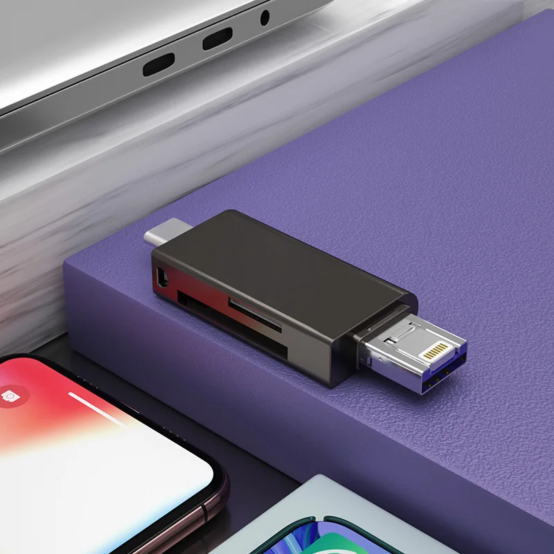 DM 5 Trong 1 Đầu Đọc Thẻ CR023 SD/TF Muldti Đầu Đọc Thẻ USB Lightning Và Micro Usb Giao Diện