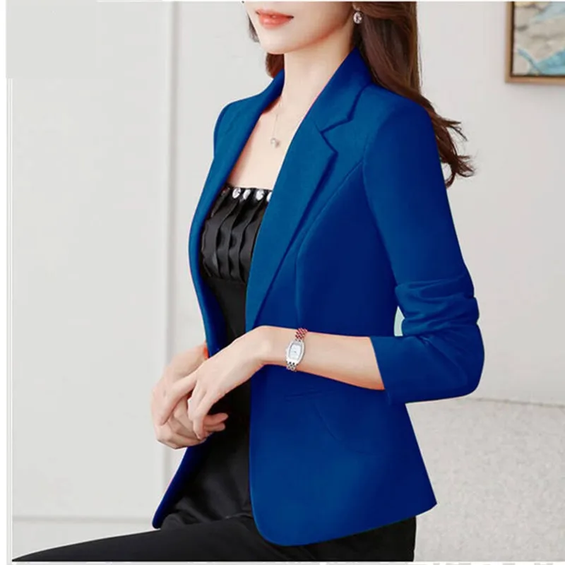 Women Office Work Wear Suit Blazer 2024 Spring Autumn Solid Casual Single button Coat Short Long Sleeve Female Jackets Blazers