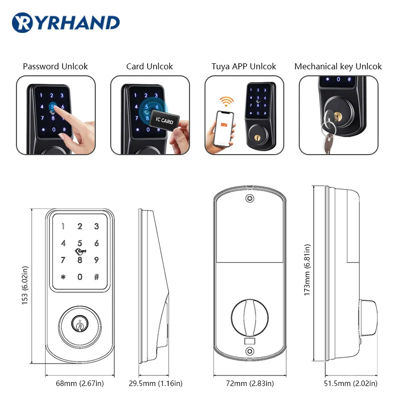 Imagem -06 - Tuya-fechadura Inteligente com Teclado Inteligente Controle Remoto sem Chave Trava para Porta Eletrônica