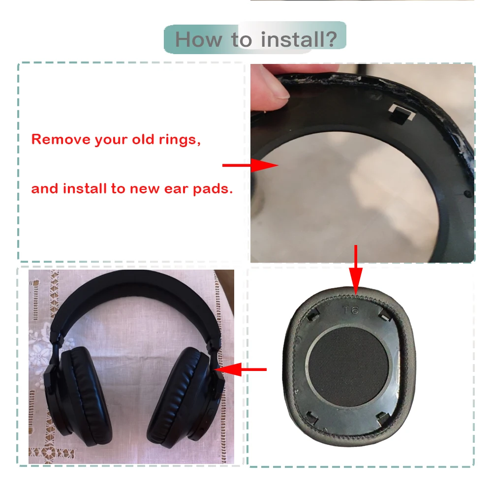 Whiyo-Substituição Ear Pads para Fones de Ouvido Bluetooth, Capa de Almofada, Earpads, Acessórios Earmuff, T6, T6C, T6S, T7, T7, H2, H1, 1 Par