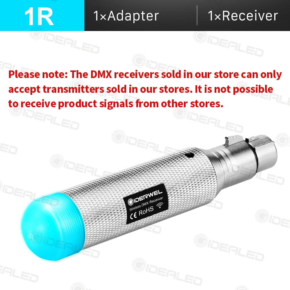 Dmx512 – émetteur-récepteur de lumière Dmx sans fil, avec batterie, éclairage de scène Dj, 2.4GISM, Distance de Communication à 500M, récepteur de musique