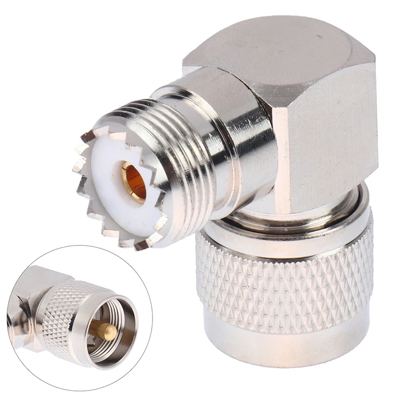 UHF Male PL-259 PL259 Plug to UHF Female SO-239 SO239 Right Angle 90 Degree RF Adapter