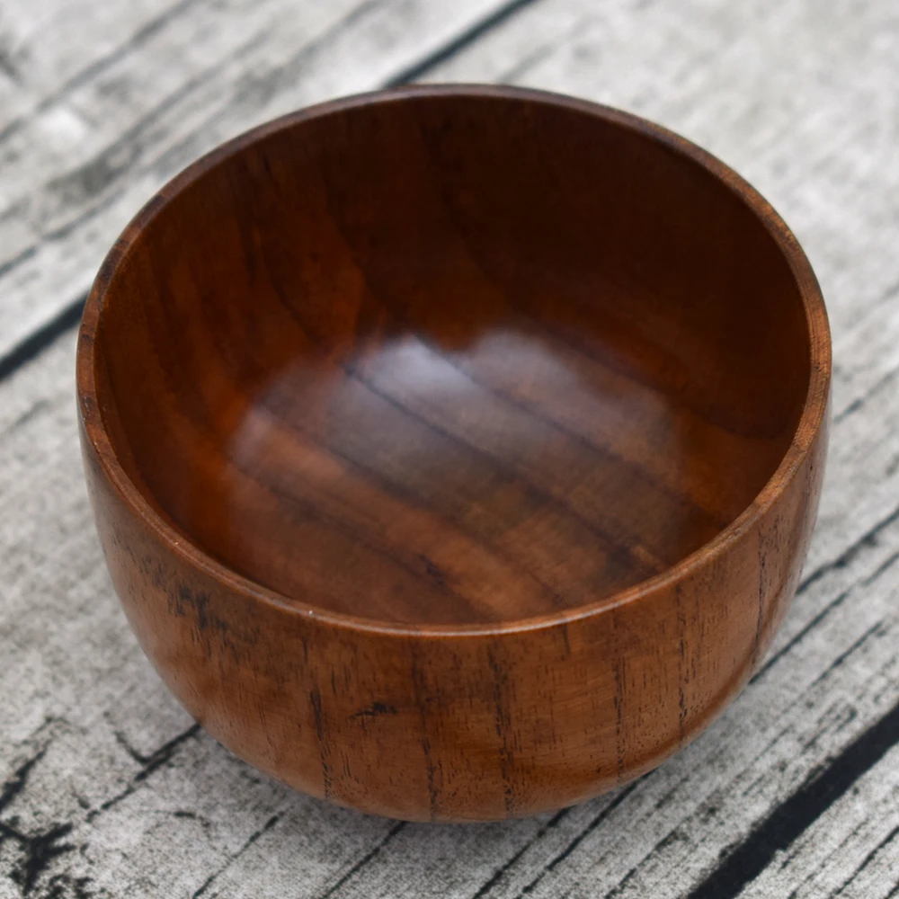 Japanese Style Wooden Bowl Soup/Salad Rice Bowls Natural Wood Tableware 1pcs