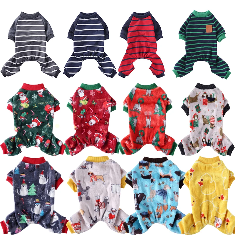 Dog Pajamas Winter Dog Clothes Dot Print Warm Jumpsuits Coat For Small Dogs Puppy Dog Cat Chihuahua Pomeranian Nightshirt Pants