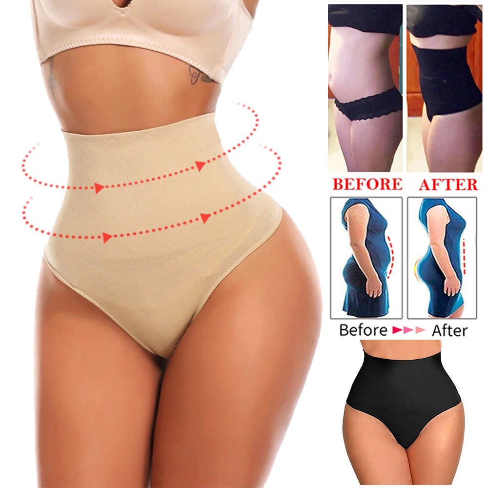 Women High Waist Tummy Control Panties Thong Panty Shaper Slimming Underwear Butt Lifter Belly Shaping Cincher Brief Body Shaper