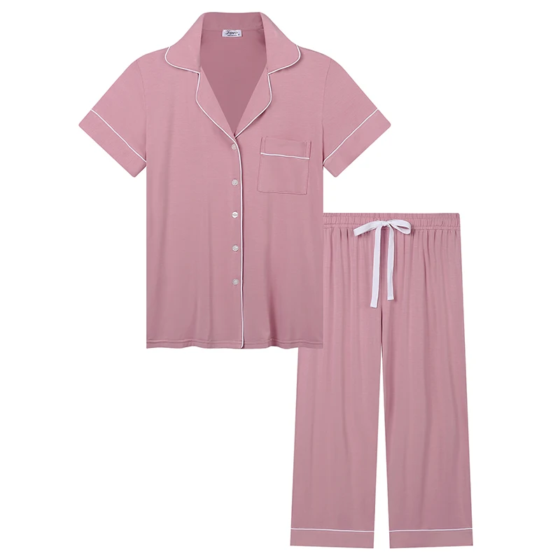 Joyaria Womens Bamboo Pajamas Sets Pyjama Women Sleepwear Sets Spring Summer Autumn Homewear Cooling Pj Set