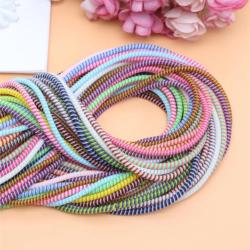 1PC Creative Colorful 1.4M 3 in1 Cable Protector Rope, USB Cable Data Line Cord Winder Protective Case, Earphone Cable Protector image 5