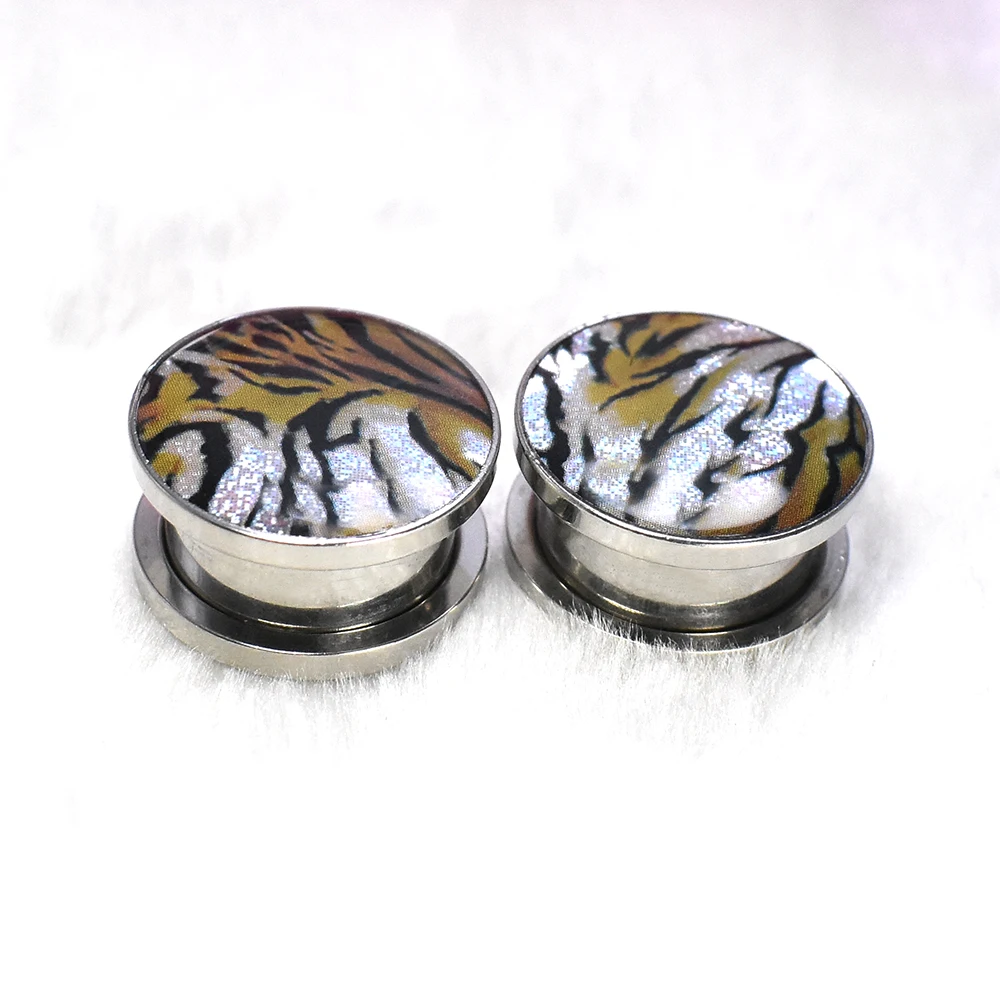 Sexy Tiger Stripes Design Ear Gauges Tunnels and Plug Stainless Steel Ear Expander Studs Stretching Body Piercing Jewelry 6-30mm