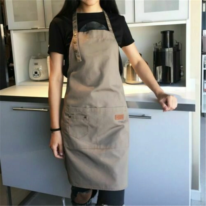 Style Protection Dress Regular Sleeveless Denim Canvas Pocket Apron Adjustable Pullover Baking Chefs Kitchen Coffee Cooking