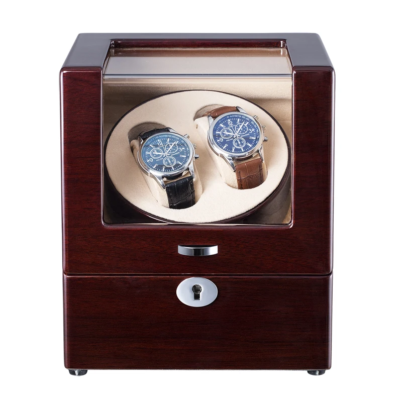 Multicolor Watch Winder For Automatic Watches Watch Box with Battery Option 2+0