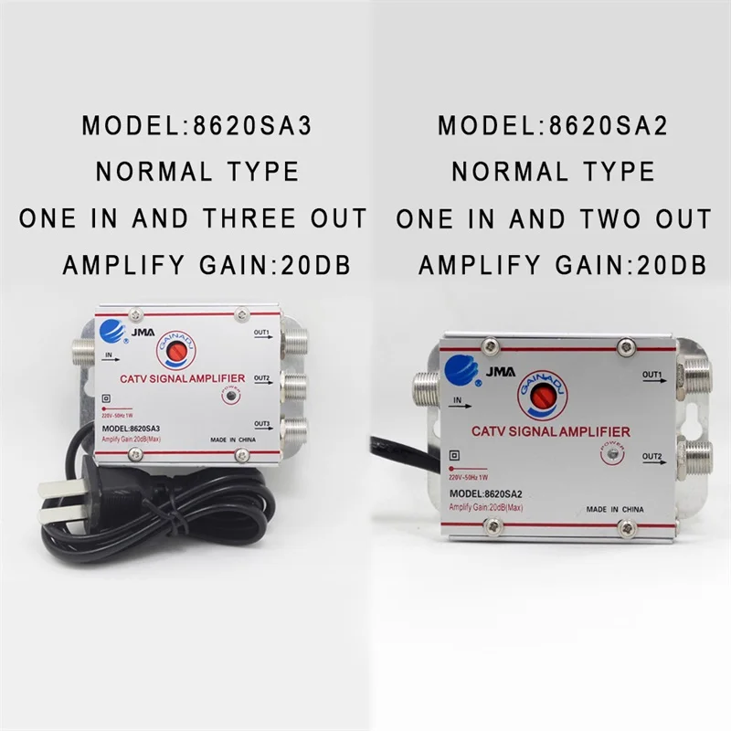 Amplificador de señal de TV, 2/3 vías, 20 db, CATV, divisor