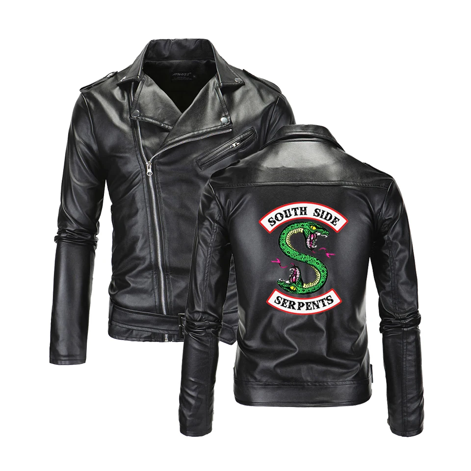 Southside Riverdale Turn-down collar PU Leather Jackets Serpents Fashion Men Cool Streetwear Brand south side serpent Jacket